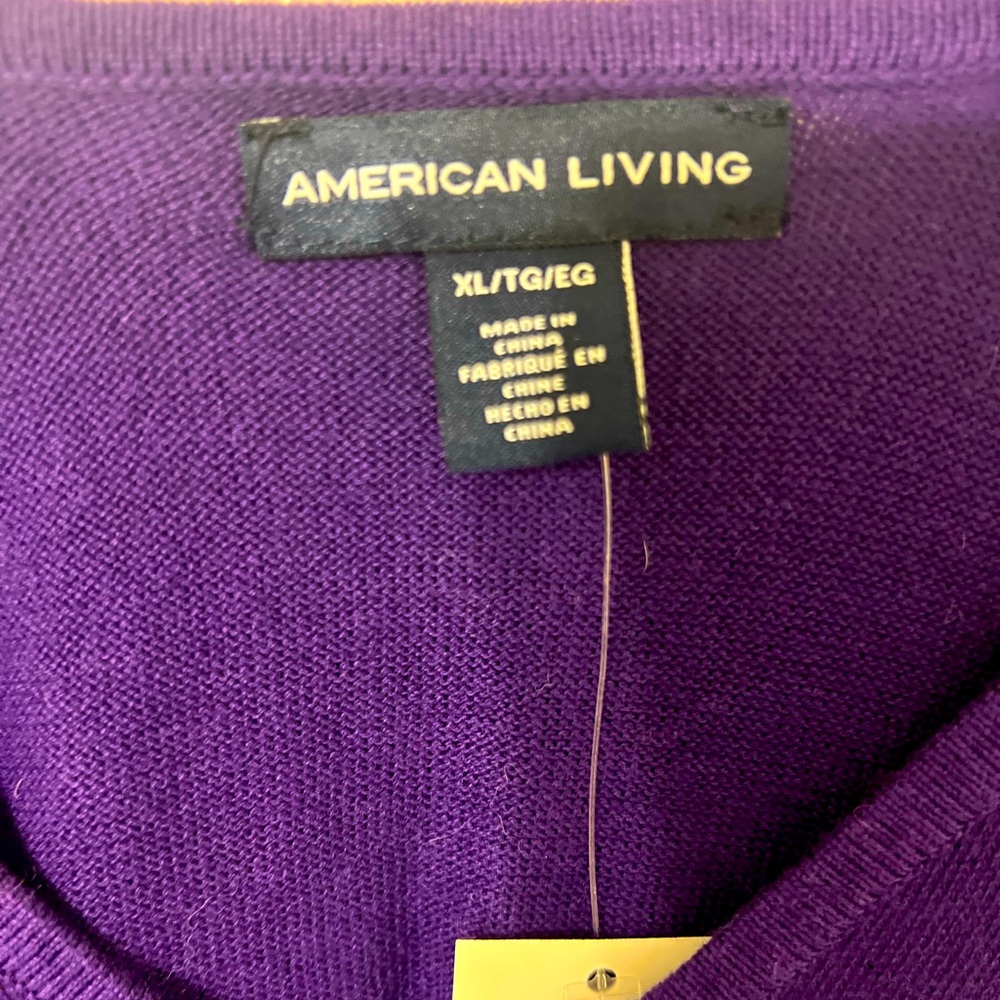 Women’s purple/gray American living sweater XL new with tags